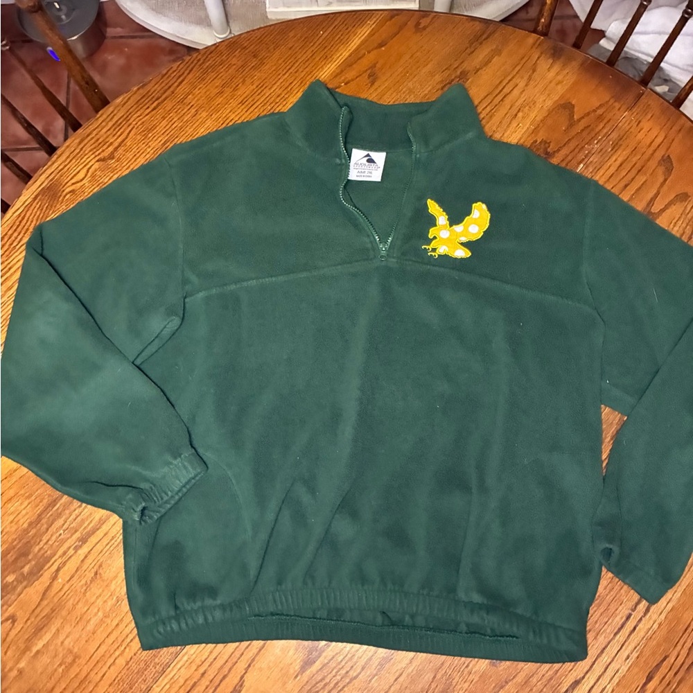 Augusta Sportswear Mens 2XL Green Quarter Zip Fleece Pullover Yellow Eagle‎ Logo